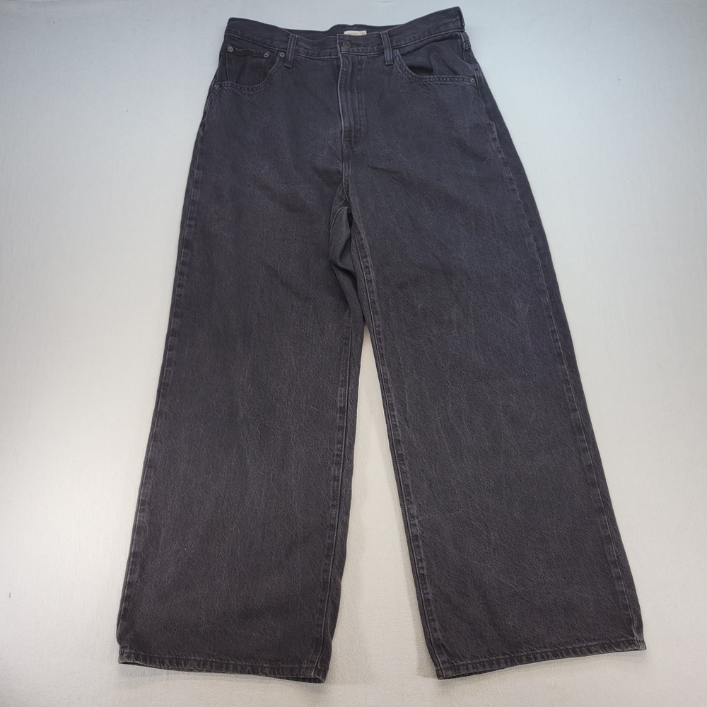 Levi's Cinch Baggy Jeans Womens 32 Black Wide Leg High Rise Denim